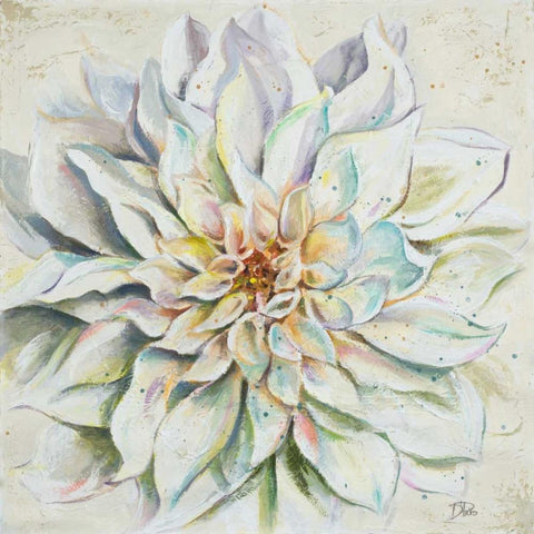 White Dahlias II White Modern Wood Framed Art Print with Double Matting by Pinto, Patricia