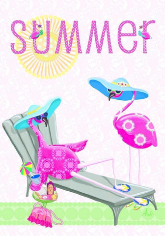 Flamingo Summer I White Modern Wood Framed Art Print with Double Matting by Metz, Andi