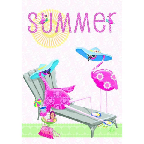 Flamingo Summer I Black Modern Wood Framed Art Print with Double Matting by Metz, Andi