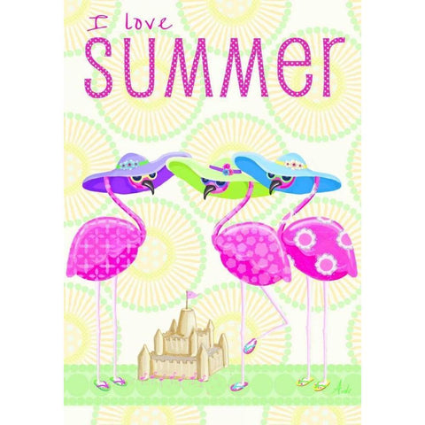 Flamingo Summer II Black Modern Wood Framed Art Print by Metz, Andi