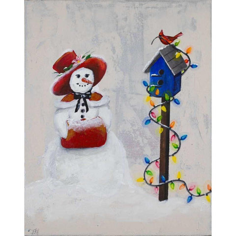 Jolly Snow Woman Black Modern Wood Framed Art Print with Double Matting by Hakimipour, Tiffany