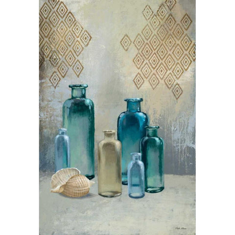 Glass Bottles I Black Modern Wood Framed Art Print by Marcon, Michael