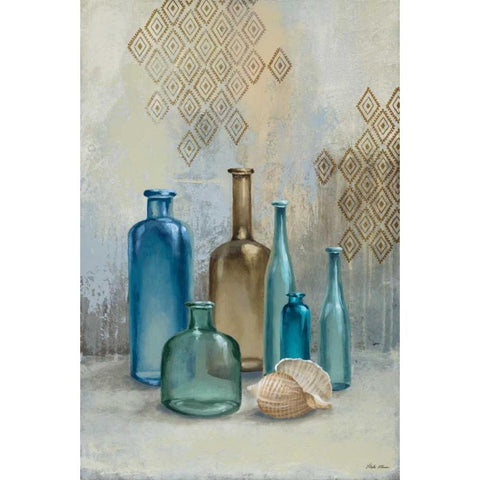 Glass Bottles II Black Modern Wood Framed Art Print with Double Matting by Marcon, Michael