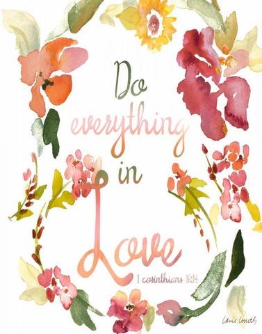 Do Everything In Love White Modern Wood Framed Art Print with Double Matting by Loreth, Lanie