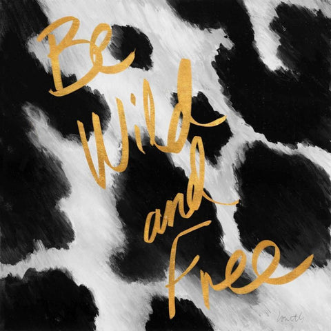 Cow Pattern Words I Gold Ornate Wood Framed Art Print with Double Matting by Loreth, Lanie