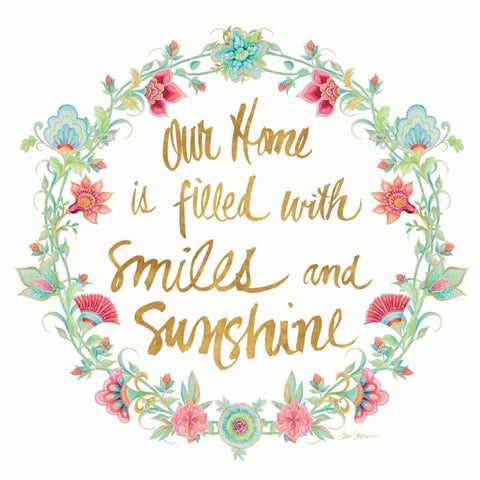 Smiles and Sunshine Gold Black Ornate Wood Framed Art Print with Double Matting by Gaynor, Janice