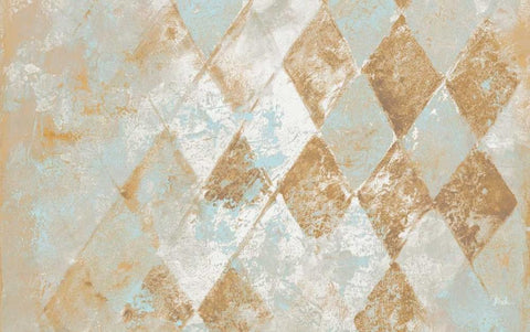 Harlequin with Teal Black Ornate Wood Framed Art Print with Double Matting by Pinto, Patricia