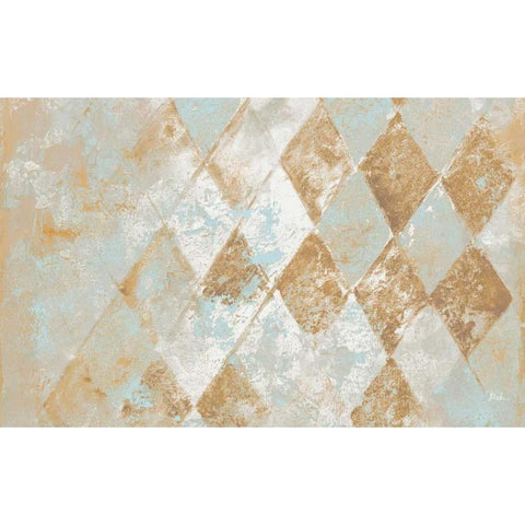 Harlequin with Teal Gold Ornate Wood Framed Art Print with Double Matting by Pinto, Patricia