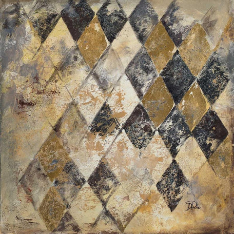 Harlequin I Gold Ornate Wood Framed Art Print with Double Matting by Pinto, Patricia