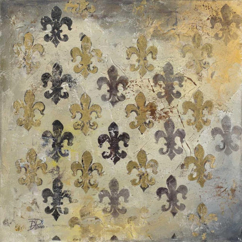 Fleur de Lis Black Modern Wood Framed Art Print with Double Matting by Pinto, Patricia
