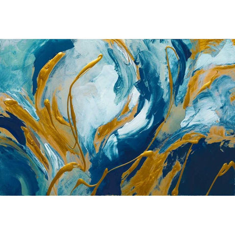 The Sea Sings in Blue Black Modern Wood Framed Art Print with Double Matting by Loreth, Lanie