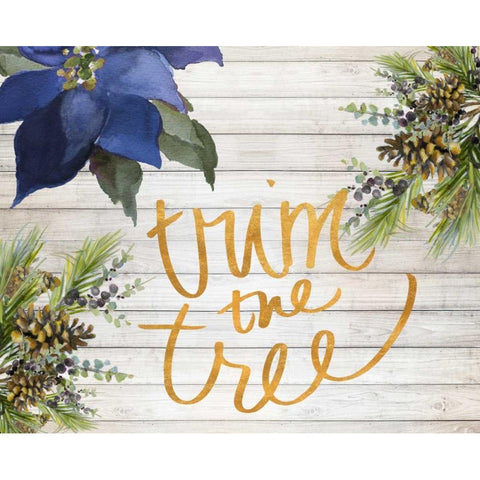 Trim The Tree Gold Ornate Wood Framed Art Print with Double Matting by Loreth, Lanie