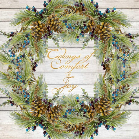 Tidings of Comfort and Joy Gold Ornate Wood Framed Art Print with Double Matting by Loreth, Lanie