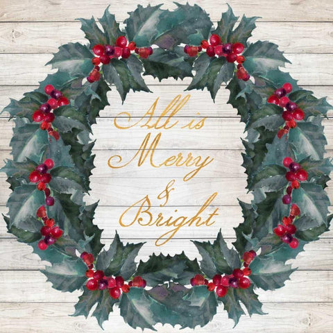 All Is Merry and Bright Black Modern Wood Framed Art Print with Double Matting by Loreth, Lanie