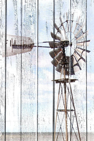 White Washed Windmill Black Ornate Wood Framed Art Print with Double Matting by Coppel, Anna
