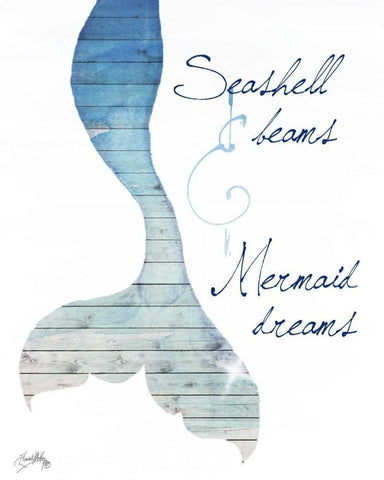 Mermaid Dreams White Modern Wood Framed Art Print with Double Matting by Medley, Elizabeth
