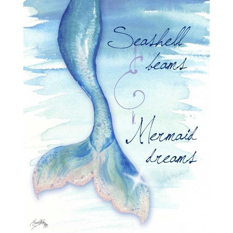 Mermaid Tail I White Modern Wood Framed Art Print by Medley, Elizabeth