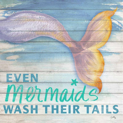 Mermaid Bath II White Modern Wood Framed Art Print by Medley, Elizabeth