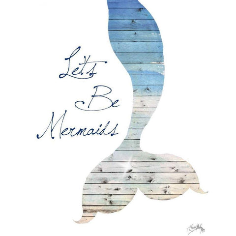 Lets Be Mermaids Black Modern Wood Framed Art Print with Double Matting by Medley, Elizabeth