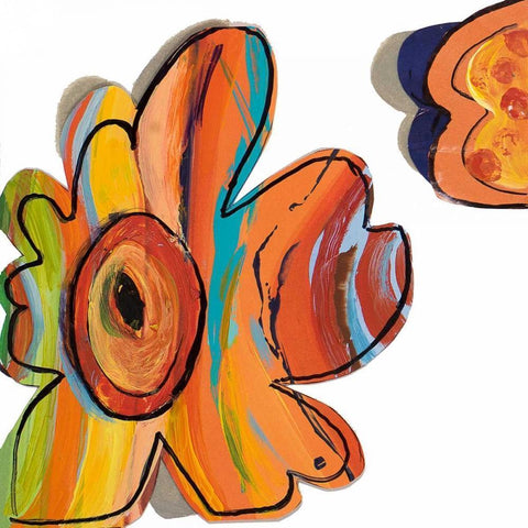 Collage Flowers I Black Modern Wood Framed Art Print with Double Matting by Pinto, Patricia