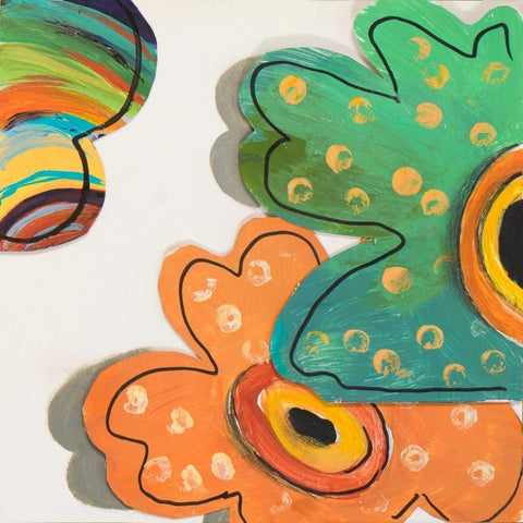 Collage Flowers IV Black Ornate Wood Framed Art Print with Double Matting by Pinto, Patricia