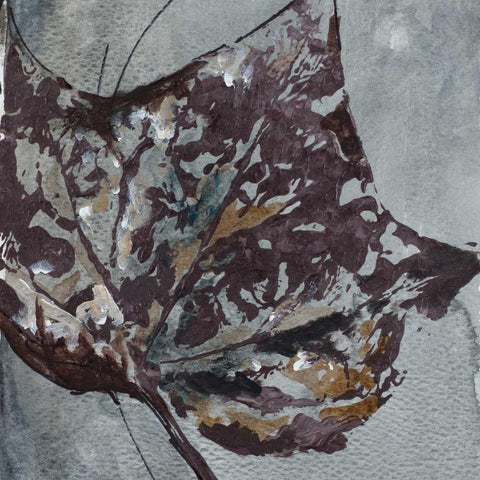 Watercolor Leaves Square II Black Modern Wood Framed Art Print by Pinto, Patricia