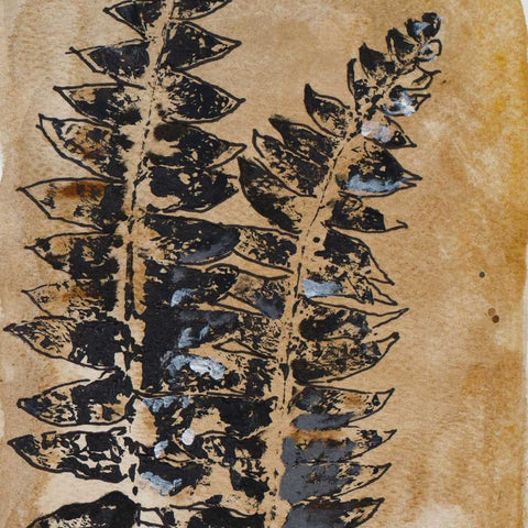 Watercolor Leaves Square III Black Ornate Wood Framed Art Print with Double Matting by Pinto, Patricia