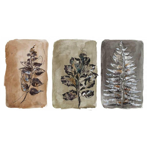 Watercolor Sepia Leaves II Gold Ornate Wood Framed Art Print with Double Matting by Pinto, Patricia