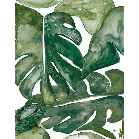 Green Plant Party I White Modern Wood Framed Art Print by Papa, Kat