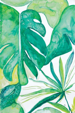 Plant Party I White Modern Wood Framed Art Print with Double Matting by Papa, Kat