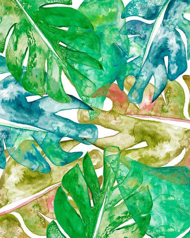 Bed of Leaves II White Modern Wood Framed Art Print with Double Matting by James, Nola