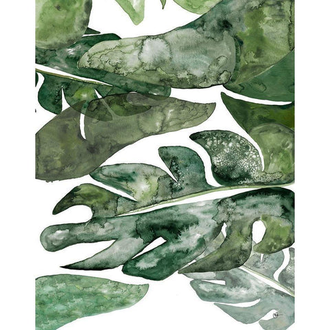 Green Plant Party II White Modern Wood Framed Art Print by Papa, Kat