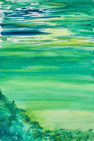 Colour Study II White Modern Wood Framed Art Print with Double Matting by Papa, Kat