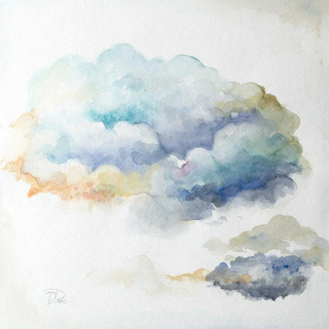Clouds I White Modern Wood Framed Art Print with Double Matting by Pinto, Patricia