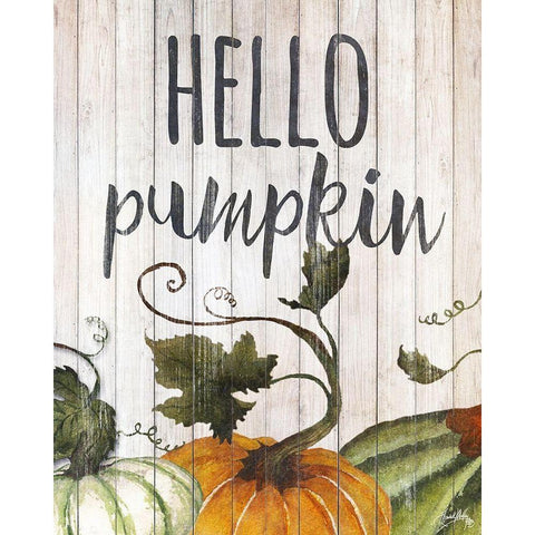 Hello Autumn Gourds I White Modern Wood Framed Art Print by Medley, Elizabeth