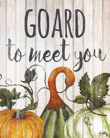 Hello Autumn Gourds II White Modern Wood Framed Art Print with Double Matting by Medley, Elizabeth