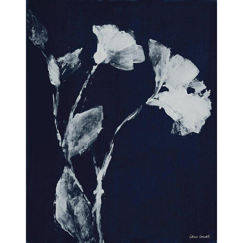 Floral Whisper In The Dark II White Modern Wood Framed Art Print by Loreth, Lanie