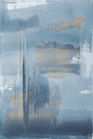 Water Blue Vertical Black Ornate Wood Framed Art Print with Double Matting by Pinto, Patricia