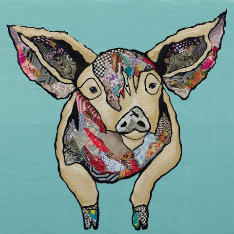 Farm Collage on Teal I White Modern Wood Framed Art Print by Ritter, Gina