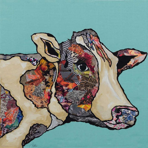 Farm Collage on Teal II White Modern Wood Framed Art Print by Ritter, Gina