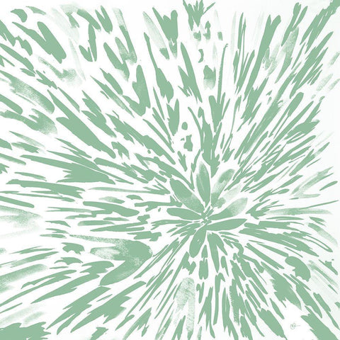 Green Explosion White Modern Wood Framed Art Print with Double Matting by Papa, Kat