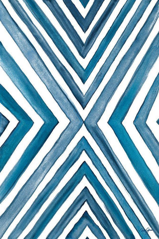 Angled Indigo White Modern Wood Framed Art Print with Double Matting by Papa, Kat