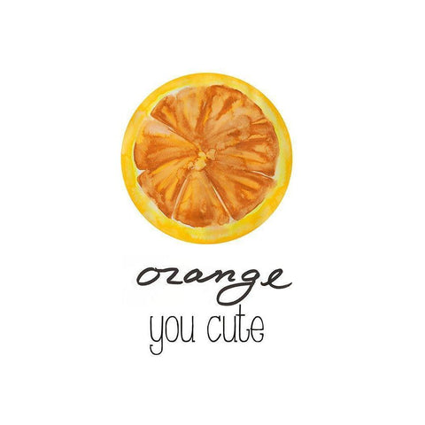 Orange You Cute White Modern Wood Framed Art Print by James, Nola