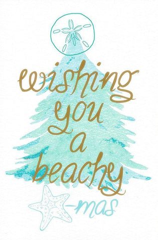 Beachy Xmas White Modern Wood Framed Art Print with Double Matting by James, Nola