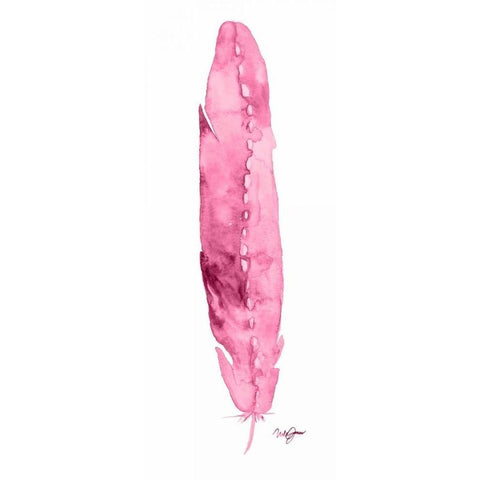 Pink Feather White Modern Wood Framed Art Print by James, Nola