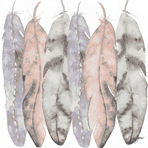 Hanging Feathers White Modern Wood Framed Art Print with Double Matting by James, Nola