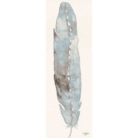 Single Feather III White Modern Wood Framed Art Print by James, Nola