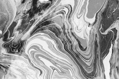 Marbling BW White Modern Wood Framed Art Print with Double Matting by Peck, Gail