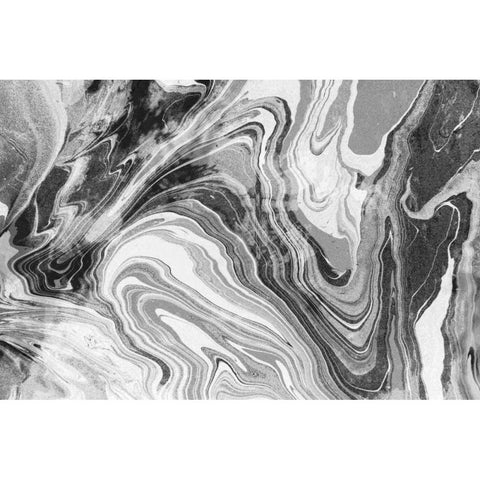 Marbling BW Gold Ornate Wood Framed Art Print with Double Matting by Peck, Gail
