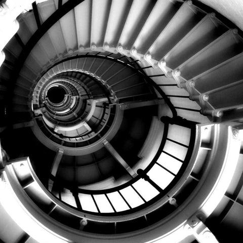 Spiral Staircase Black Modern Wood Framed Art Print with Double Matting by Peck, Gail